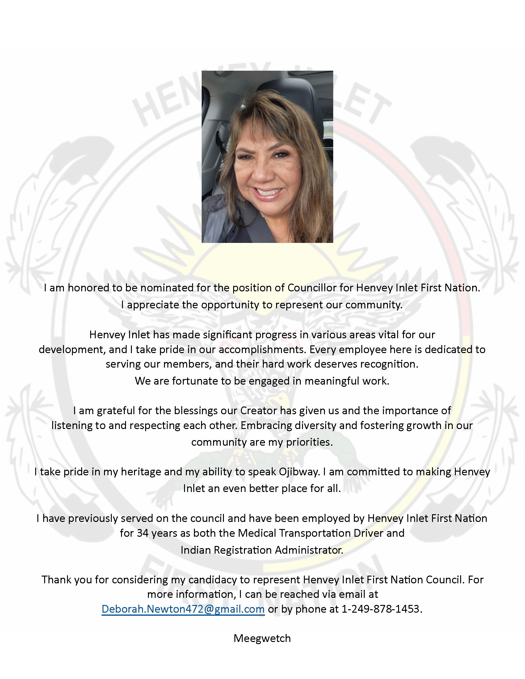Nominees on Ballot Brochures - Henvey Inlet First Nation